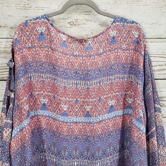 Catherines Women's Purple Pink Print Cut Out Sleeve Top Size 4X-30/32W - Picture 14 of 15